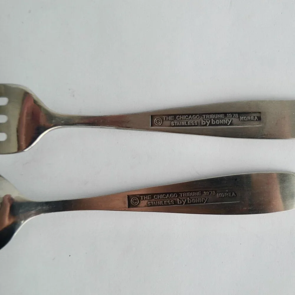 Annie Child's Fork & Spoon Set Stainless by Bonny Korea Chicago Tribune 1978